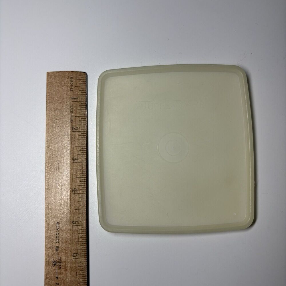 Tupperware Lid Only 671 Replacement Plastic Square Opaque Clear 5x5.5" 671-30